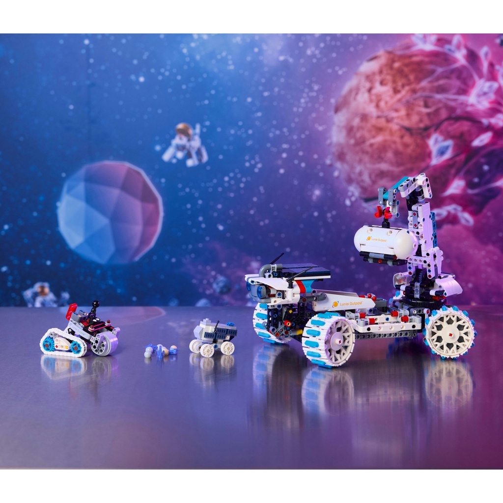 LEGO Technic Lunar Outpost Moon Rover Space Vehicle - Interactive STEM Toy with a Crane & Solar Panels - Robot Model - Birthday Gift for 10+ Year Old