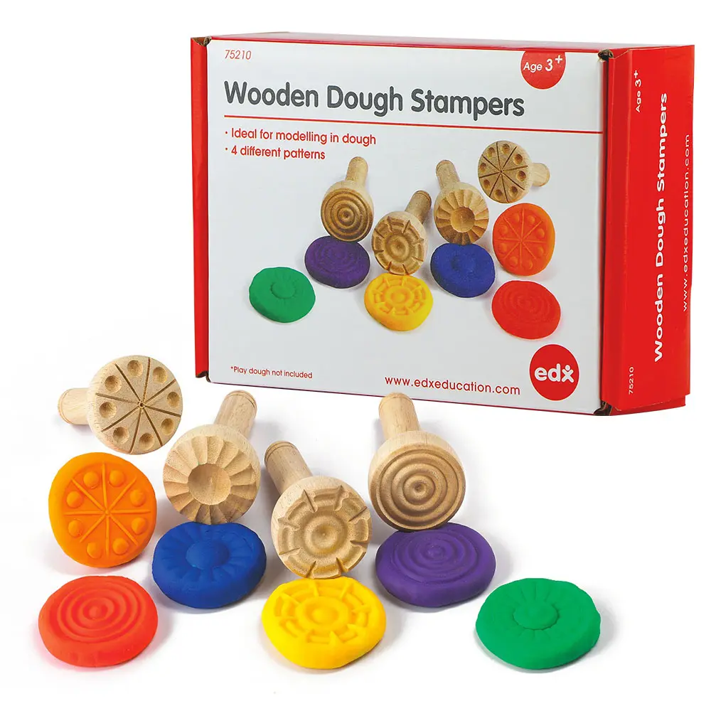 DOUGH STAMP SET WOOD 4PC