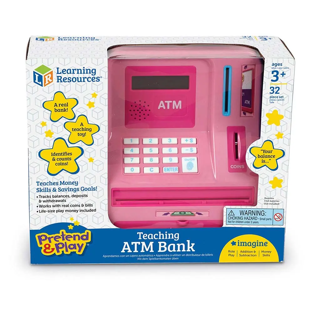 LEARNING RESOURCES - PRETEND & PLAY® - TEACHING ATM BANK - PINK 