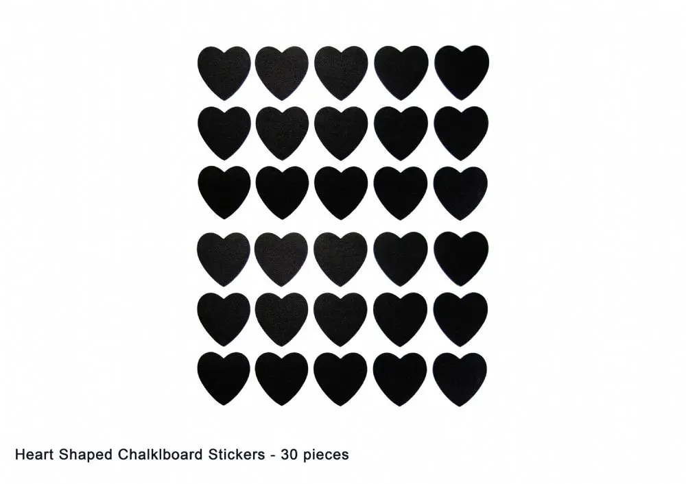 CHALKBOARD STICKERS 30PC HEARTS