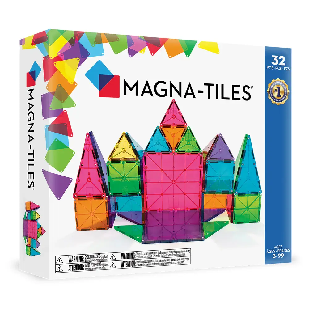 Magna-Tiles – Magnetic Construction Set – Translucent Colours – 32pcs 