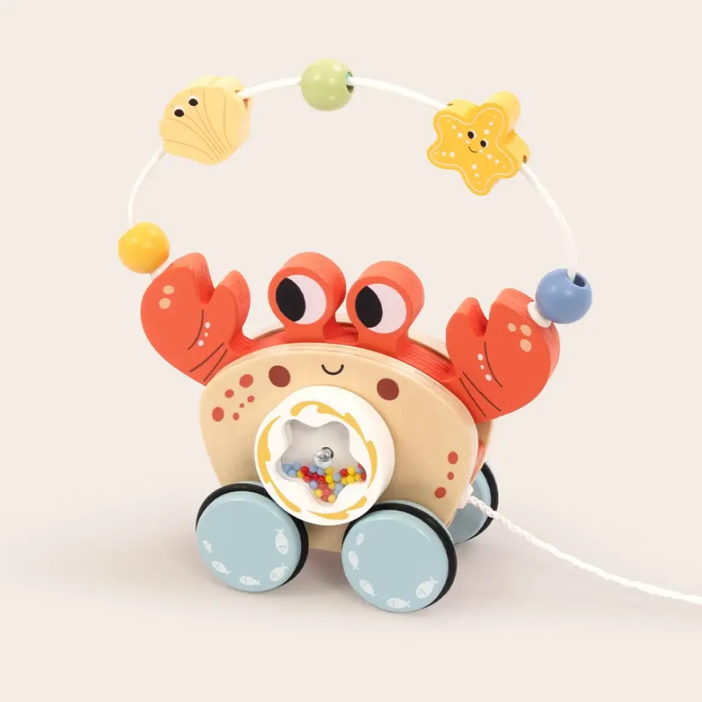 Wooden Pull Along Crab Bead Maze Toy