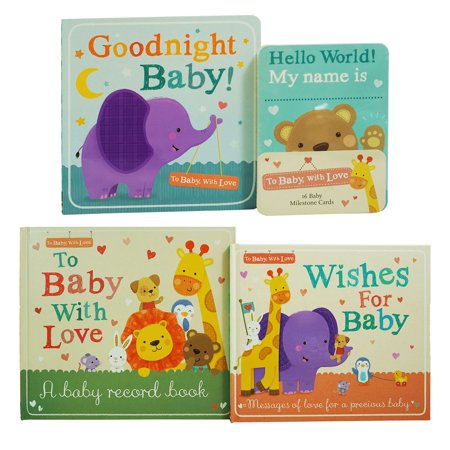 To Baby with Love Baby Gift Set 4 Books Set with 16 Milestone Cards - Ages 0-5 - Board Book/Hardback
