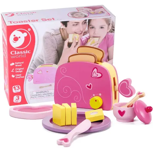 [GRE/CW4115] CLASSIC WORLD - PRETEND & PLAY - TOASTER TOY SET - 13PCS 