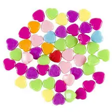 [STT/AC-BC-040] Beads Plastic - Assorted Coloured - Hearts - 10mm (15g)