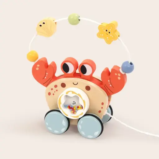 [TT-TP554] Wooden Pull Along Crab Bead Maze Toy