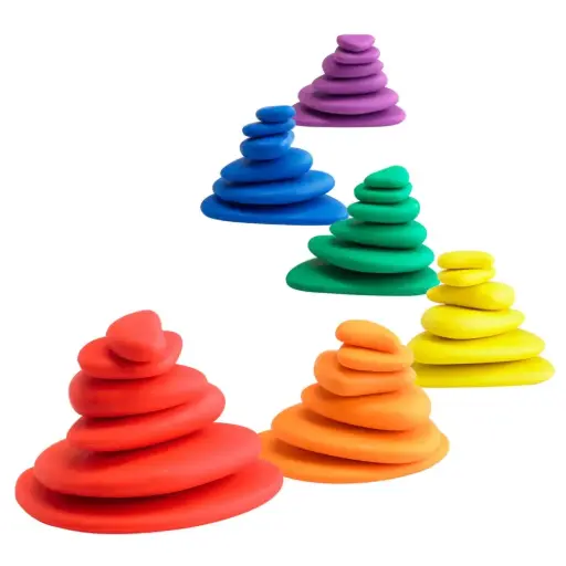 [EDX13208P] Rainbow Pebbles - 6 Colours 6 Sizes - 36pcs