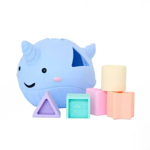 [JS-NSSP] Jellystone Designs – Narwhal Silicone Shape Sorter – Pastel 