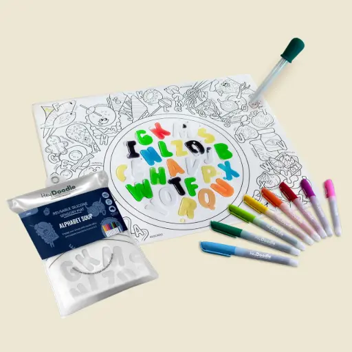 [HDSM001] Alphabet Soup Sensory Colouring & Doodle Mat