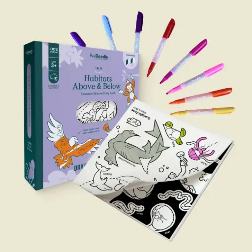 [HDTM003] Habitats Above & Below Tales - Reusable Colouring Book