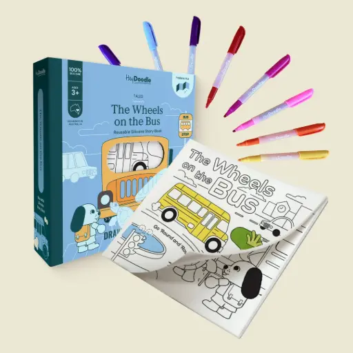 [HDTM005] Wheels On The Bus Tales - Reusable Colouring Book