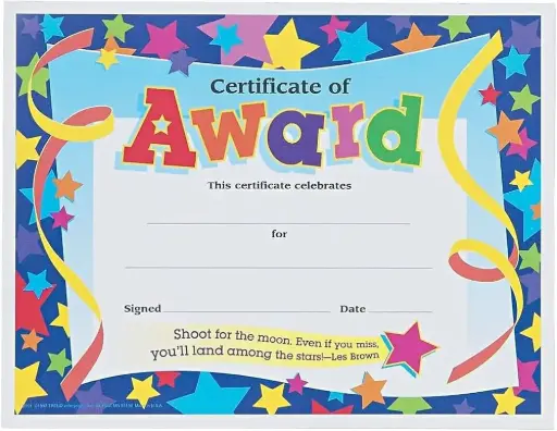 [TRE/T2951] CERTIFICATES / AWARDS: STARS